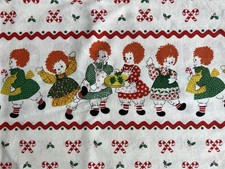 Vintage Raggedy Ann Christmas Fabric Candy Canes Double Border 63" x 52"