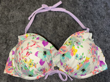 Victoria's Secret 36C Gorgeous Swim Add-2-cups Ruffle Halter Top Floral