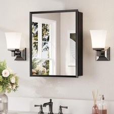 Small Black Medicine Cabinet Mirror 15x19in Assembly Needed W/Adjustable Shelves