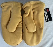 Cabela's Tan Leather Thinsulate Thermal Lined Mittens Large Made In USA New!