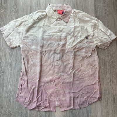 Warriors of Radness Men's Ombre Dip Dye Button Down Shirt M