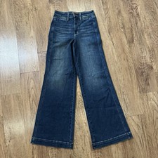 Judy Blue Retro Wide Leg Jeans Womens 3/26 Blue Medium Wash High Rise X Loop