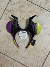 2026 Disney Parks Maleficent Purple Black Sequin Ears Bow Headband New