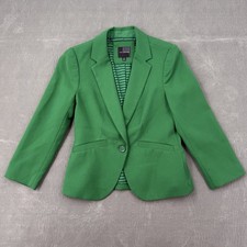 The Limited Green Solid Single Button Blazer Lined Pockets Long Sleeve Size XS