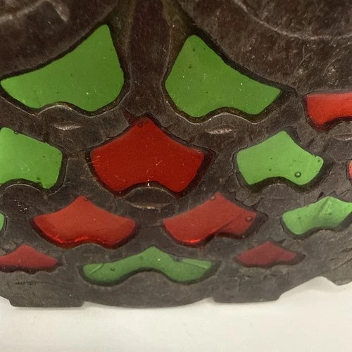 VTG MCM Cast Iron & Stain Glass Owl Trivet 60-70s  Kitschy Decor image 6