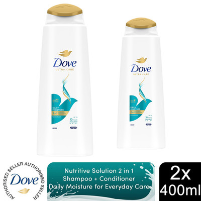 Dove Nutritive Solutions Daily Moisture 2 in 1 Shampoo & Conditioner, 2x400ml