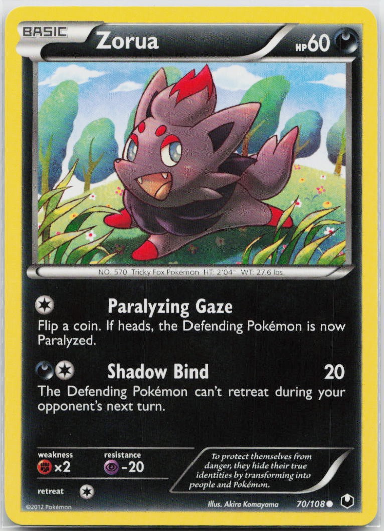 Zorua (70) Common Dark Explorers 70/108 Pokemon TCG