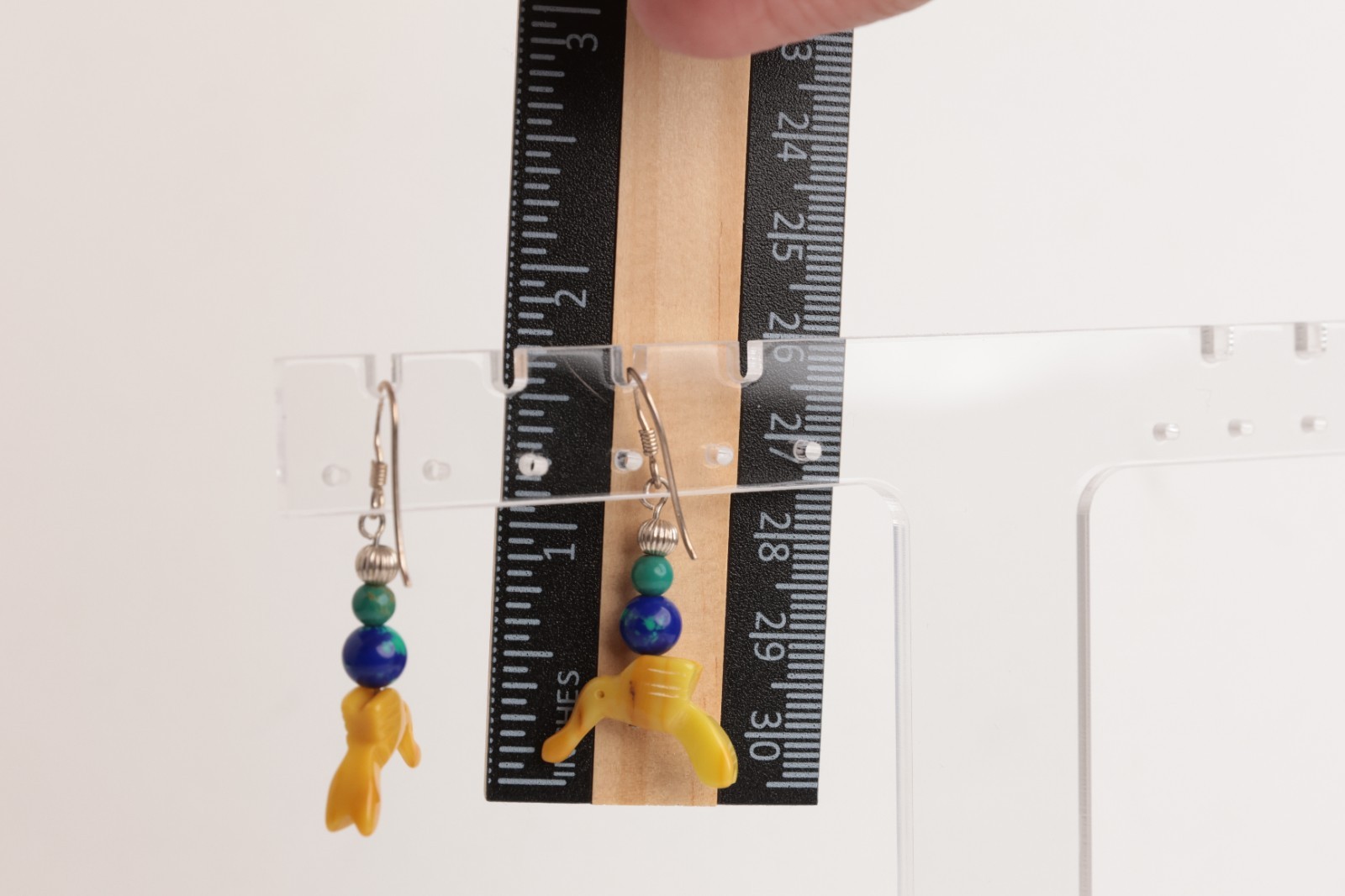 Sterling Multi Gemstone and Ceramic Dangle Yellow… - image 4