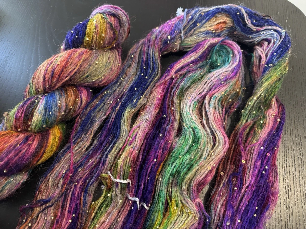 Hand Dyed Superwash Merino Wool Yarn Sport Light Worsted Sparkly Beaded 100g255m