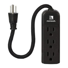 Power Strip Wall Mountable - ETL Listed 3 Grounded Outlets 10 Inch Braided Sh...