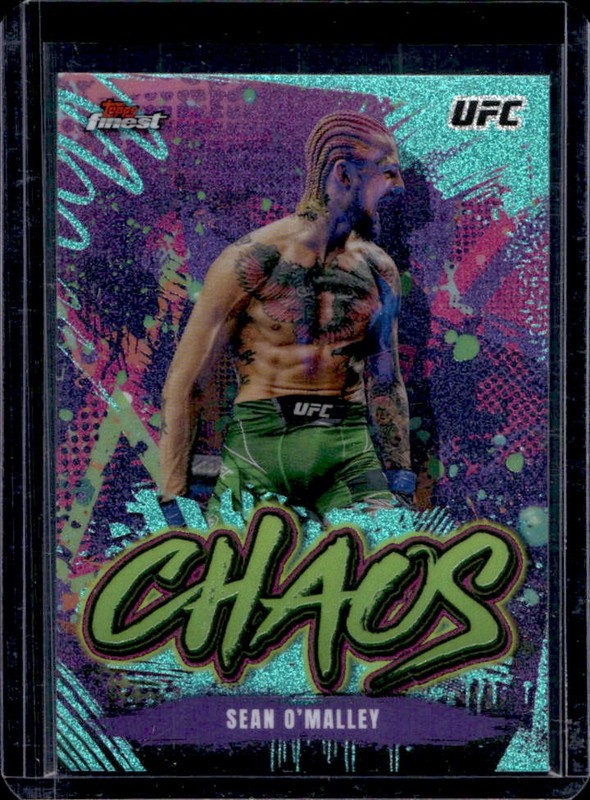 2024 Topps Finest UFC Sean O'Malley Chaos Aqua Glitter Refractor #CHA-21