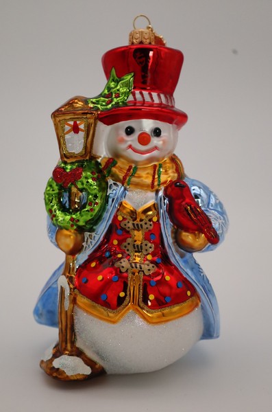 Glas-Ornament Schneemann Mit Laterne 15 Cm Handbemalt Winterdeko Weihnachtsdeko-image