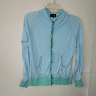 Pearly Gates Golf Full Zip Hoodie Mesh Jacket Blue Green Apple Logo Size 1 Small
