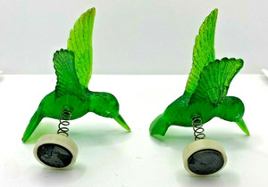 Green Hummingbird Spring Magnet - Plus a free One - Unique Vintage Plastic Birds