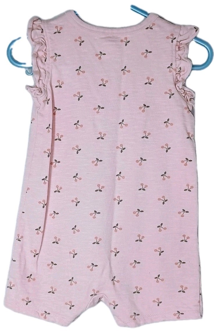Modern Moments By Gerber Baby Girls 18M Blush Pink Romper Cherry Print Cotton