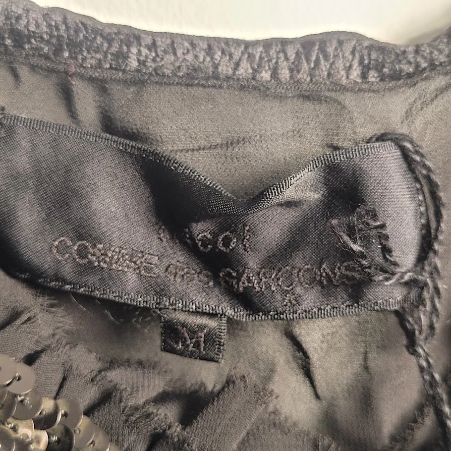 Comme des Garçons Tricot Camisola Chaleco Top M Negro Volantes Lentejuelas Transparente Nuevo Foto 4 de 4