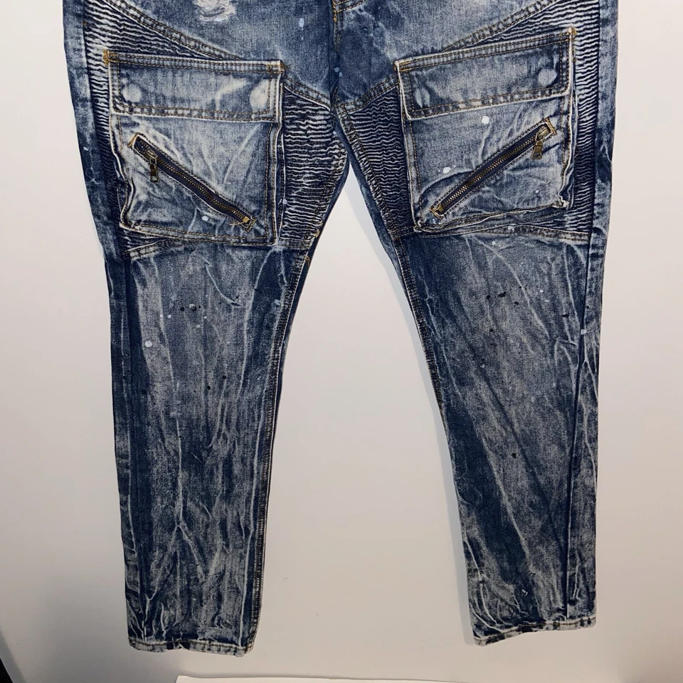 Jeans Go Rogue De Colección Para Hombre Talla 34X33 Denim Moto Grunge Años 90 Y2K Patinador Pintura Foto 4 de 4