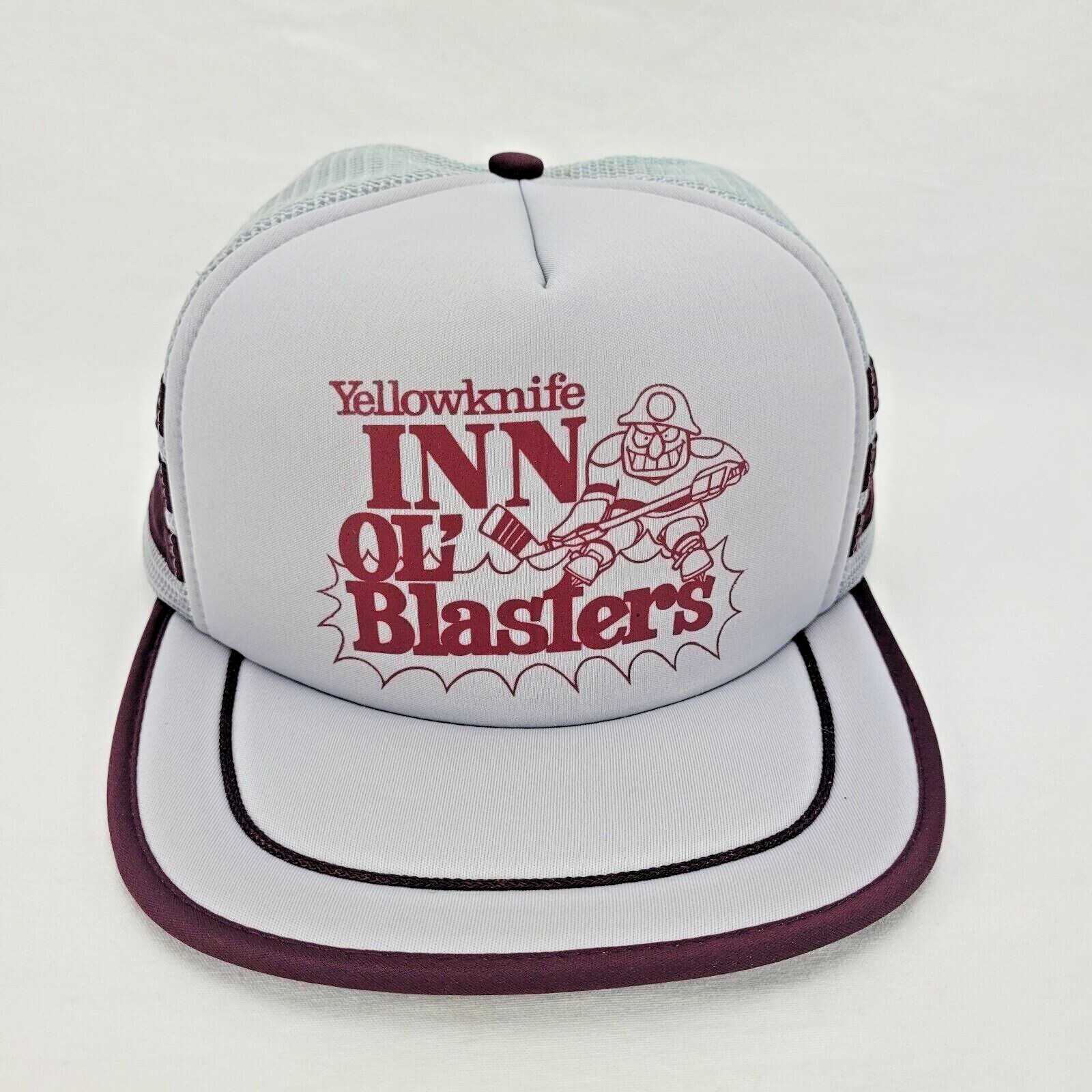 Vintage 3 Stripe Snapback Trucker Hat by Yellowknife Inn Ol Blasters H928 Mesh Cap