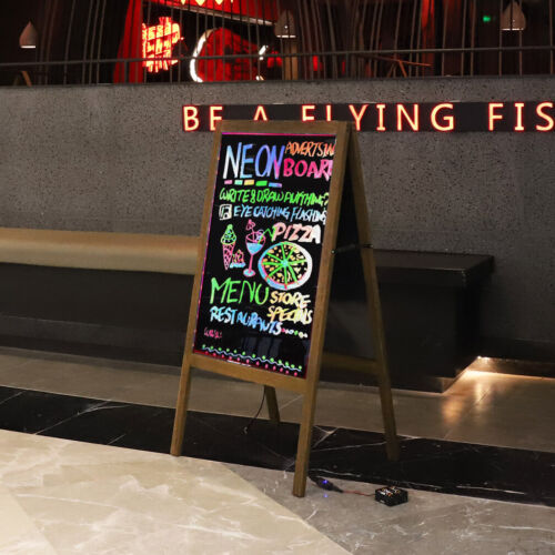 Indoor Outdoor Wood A-Frame Chalkboard LED Sign Messsage Board Sidewalk Wedding - Picture 8 of 12
