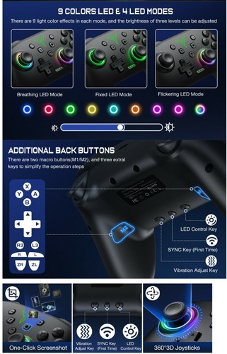 Wireless Nintendo Switch Controller Console,PC,iOS For Nintendo Switch/Lite/OLED - Afbeelding 3 van 17