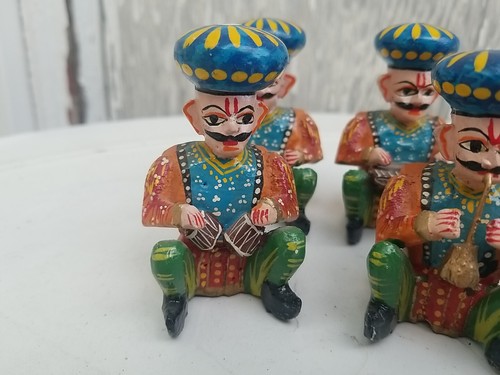 Vintage 6 Bawli Men Turkish Wood Wooden Painted Figures Lot Hand Painted Red Bl - Picture 2 of 5