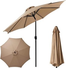 9FT Outdoor Market Patio Table Umbrella with Push Button Tilt and Crank Tan