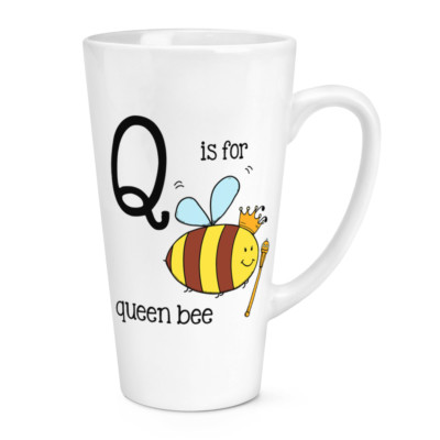 Q Is For Queen Bee 17oz Large Latte Mug Tasse - Lustiges Alphabet Süß