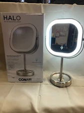 Conair HALO Double Sided LED,Lighted Tabletop Mirror, Magnification Satin Nickel