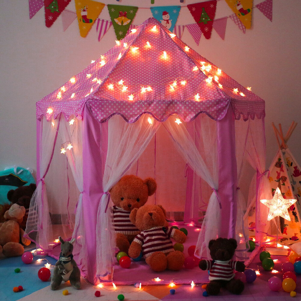 pink tent with star lights