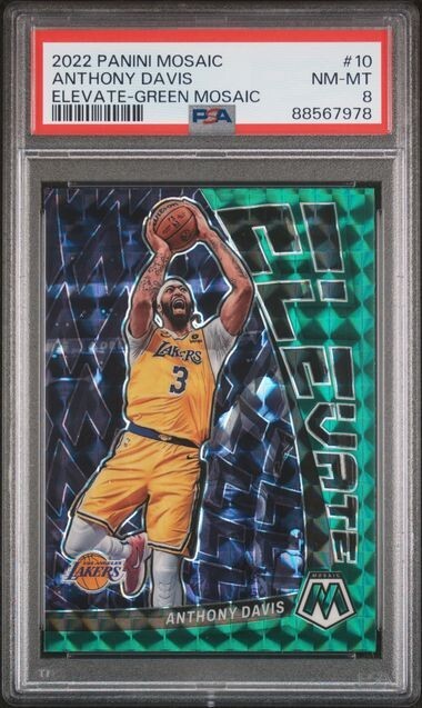 2022 Panini Mosaic Anthony Davis Elevate Green Mosaic #10 AD LA Lakers PSA 8