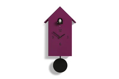 ZUBA Lila Domeniconi lackiertem Holz Wanduhr mit Kuckuck und Pendel - Bild 1 von 4