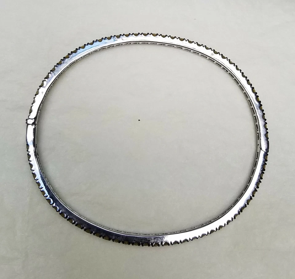 NUEVO Brazalete Brazalete Ovalado Zafiro Amarillo Chapado en Rodio Plata Esterlina Rarezas Foto 4 de 4