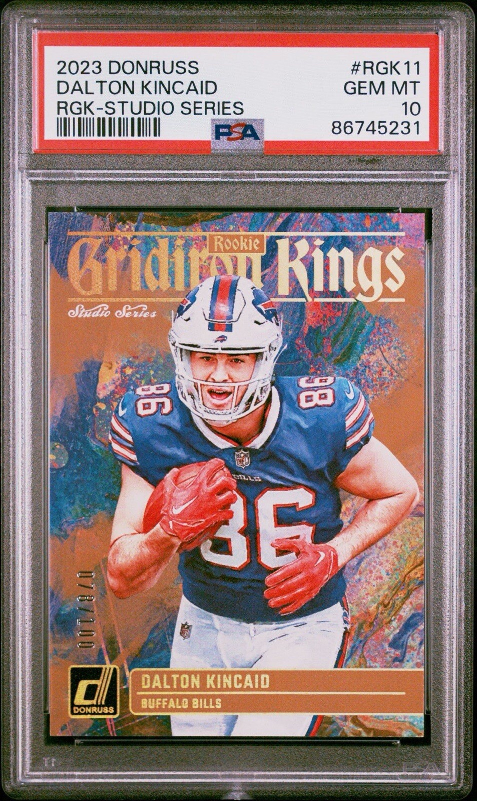 2023 Panini Donruss Gridiron Kings Studio Series 78/100 Dalton Kincaid Rookie RC