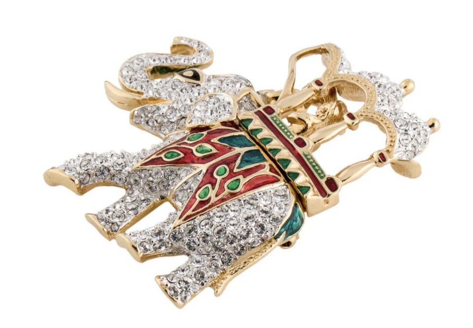 Kenneth Jay Lane KJL Broche Prendedor PAVE Jaipur Elefante Animal Cristal De Colección gyuh Foto 3 de 4