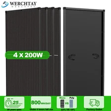 WERCHTAY 200W 400W 600W 1000W Solar Panel Mono PV 12V All Black Home RV Watt 