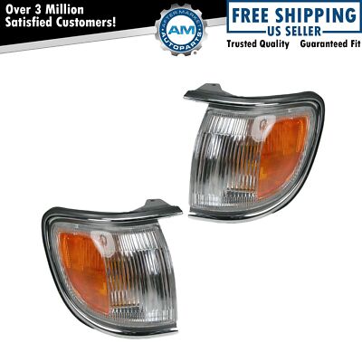 Chrome Corner Parking Light Lamp Set Pair for 96-99 Nissan Pathfinder