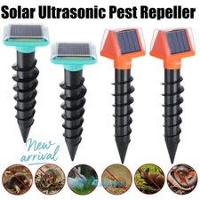 Upgraded Solar Animal Ultrasonic Repellent Mice Gopher Mole Pest Snake Repeller
