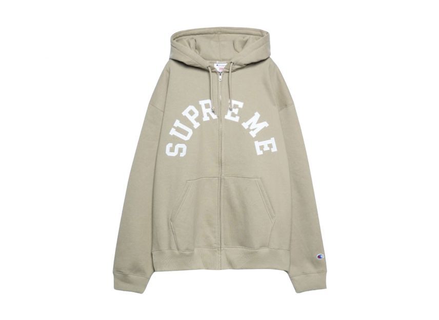 トップス Supreme x Champion Zip Up Hooded Tan Supreme Champion Zip Up Hooded Sweatshirt - POIZON