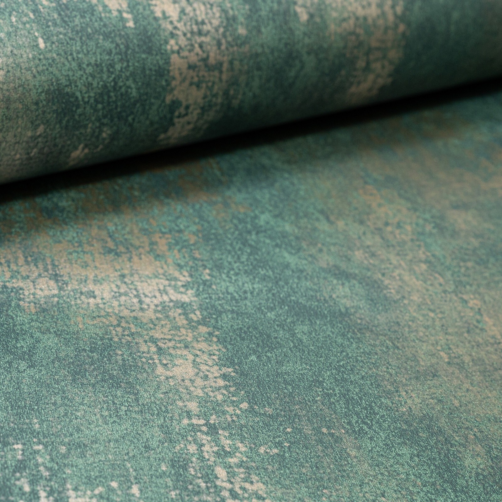 Plain Green Copper Wallpaper Concrete Effect Gold Metallic Simmer Smooth Finish