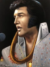 Elvis Presley The king black velvet original oil painting handpainted signed art