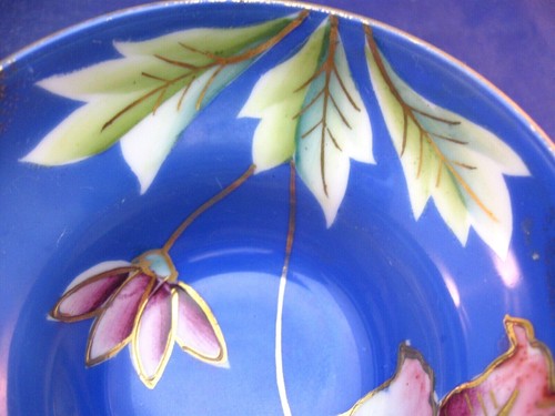 VINTAGE ROYAL SEALY PORZELLAN TEETASSE & UNTERTASSE - GROSSE ROSA BLUME ÜBER BLAU - JAPAN - Bild 6 von 11