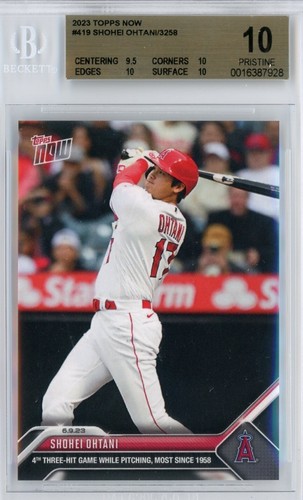 2023 TOPPS NOW MLB #419 SHOHEI OHTANI - 4TH 3-HIT GAME! - BGS PRISTINE 10