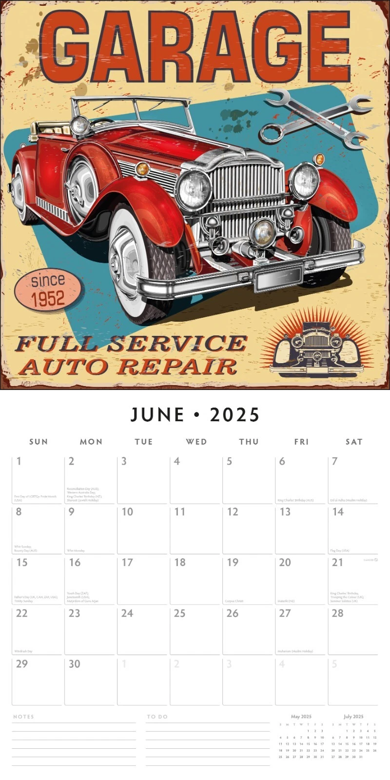 Retro 2025 Square Wall Calendar