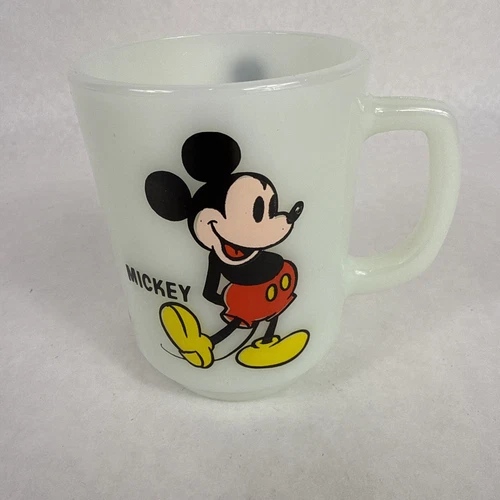 Mickey Mouse Milk Glass Mug Cup Disney PEPSI Collector Series Anchor Hocking VTG