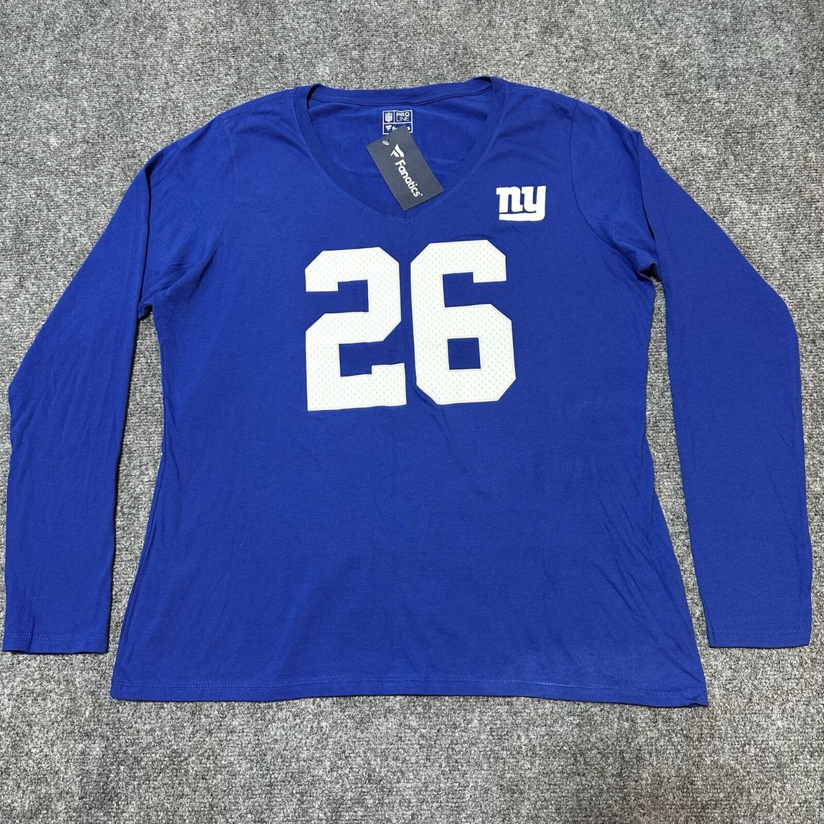 NEW New York Giants Shirt Womens Extra Large Blue V-Neck Barkley