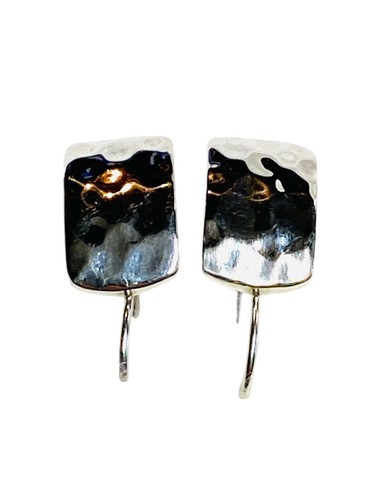 VTG Retired Silpada Sterling Silver Hammered Rectangular French Hook Earrings - Picture 17 of 24