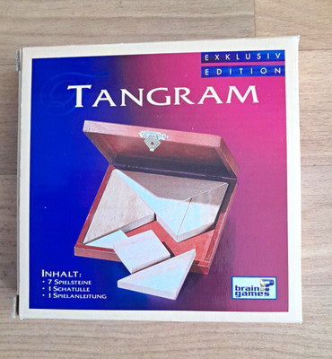 brain games Tangram Exklusiv Edition Holz-Geduldspiel in Holzbox, 7 Teile