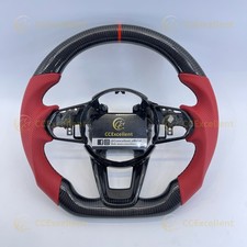 For 2021-2025 Acura TLX MDX A Spec Real Carbon Fiber Steering Wheel Red Leather