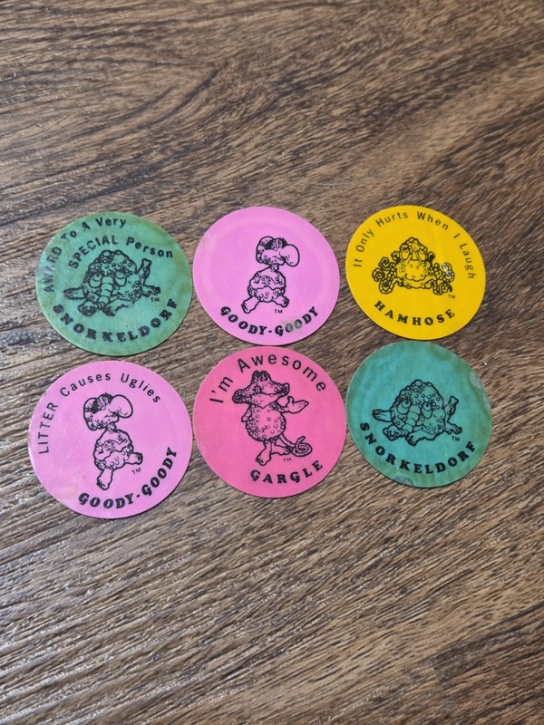 Vintage 70s Freakies Cereal Lot Of 6 Stickers Hamhose Snorkeldorf Goody Goody