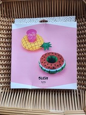 Pair Of 2 Floating Drink Holders Watermelon Pineapple Blow up Blush Tutti New